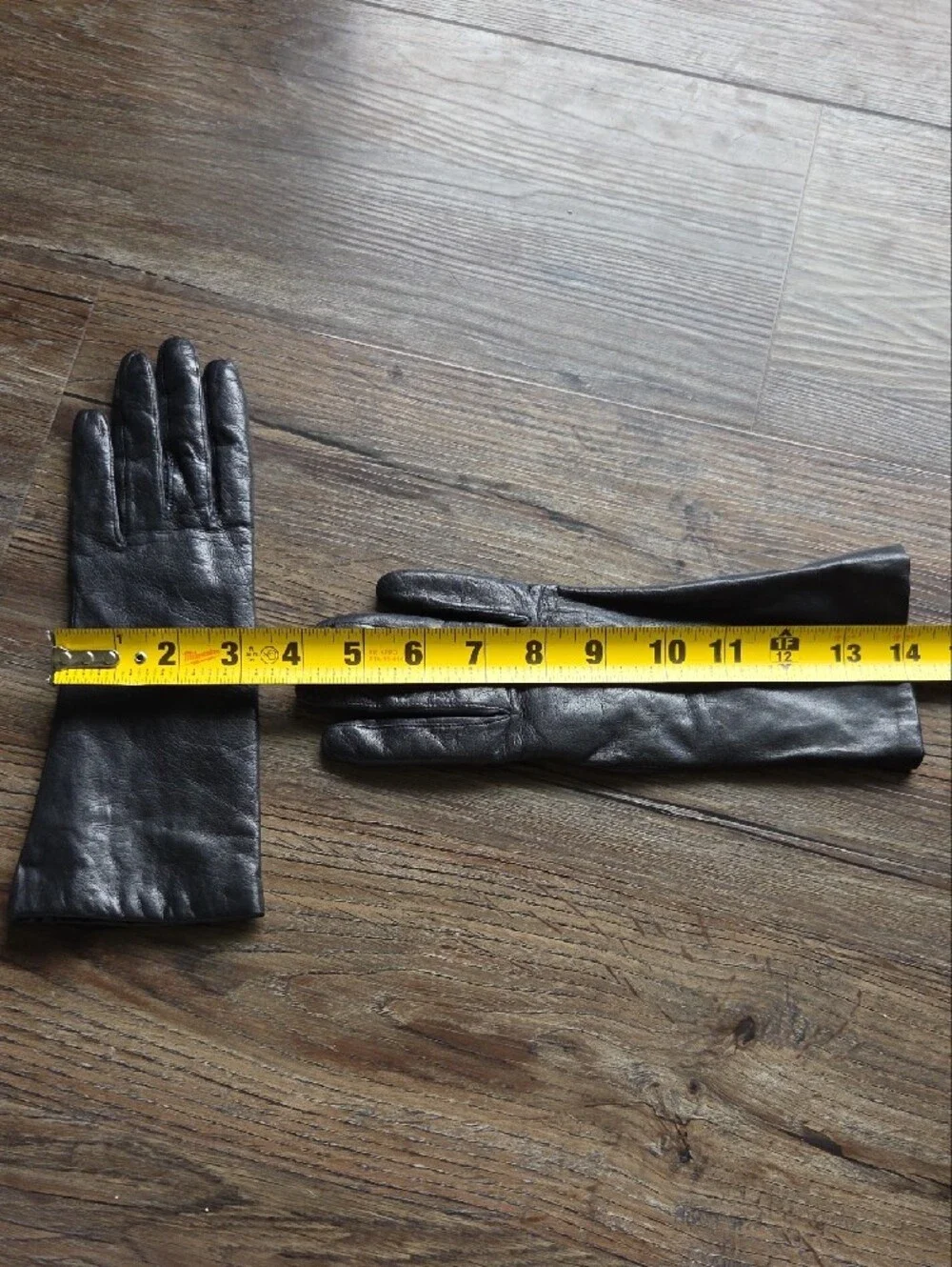 Aris Cashmere Lined Black Leather Gloves Size 7
